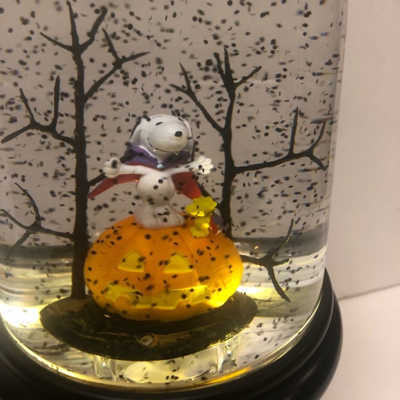 Halloween Snoopy Snow Globe Lighted Pumpkin NEW - Picture 4 of 6